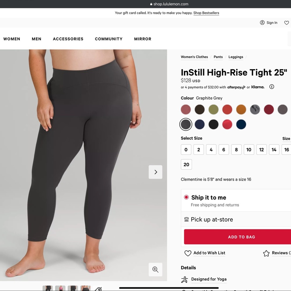 Lululemon Instill high rise leggings